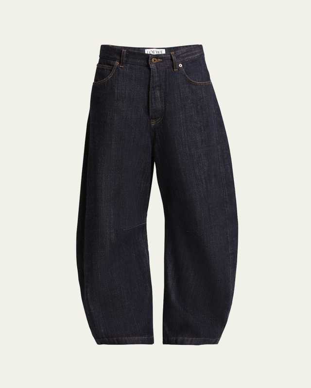 Anagram Embroidered Barrel Leg Jeans